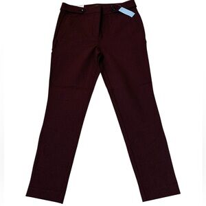 NEW LOFT The Perfect‎ Skinny Petite Deep Burgundy Pants Houndstooth Pattern 6P